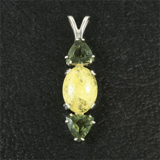 Agni Gold Danburite Pendant with Moldavite