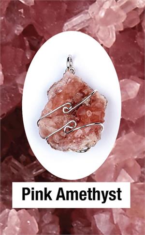 Pink Amethyst Wire Wrapped Pendant