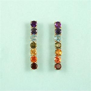 Chakra Earrings (stud with 4mm gemstones) in 14K Gold