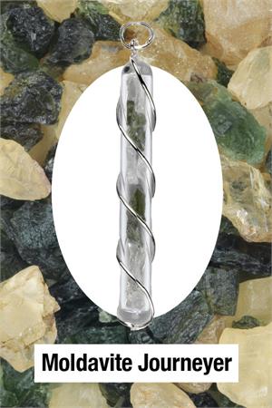 Moldavite Journeyer Crystal Vial Wire Wrapped Pendant